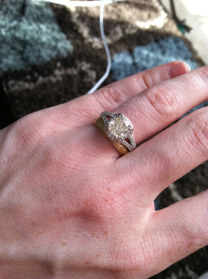 Show me your wedding band/engagement ring gap