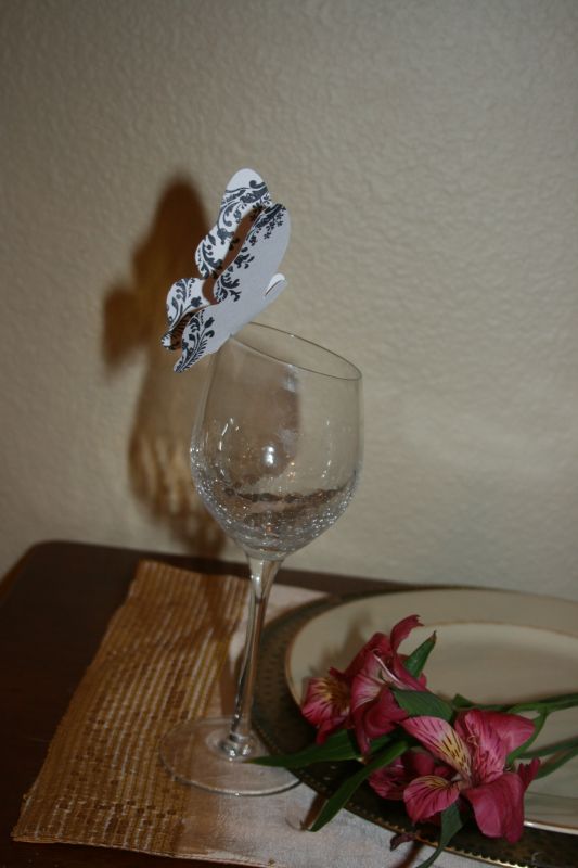 Butterfly wine glass place cards Weddingbee Photo Gallery