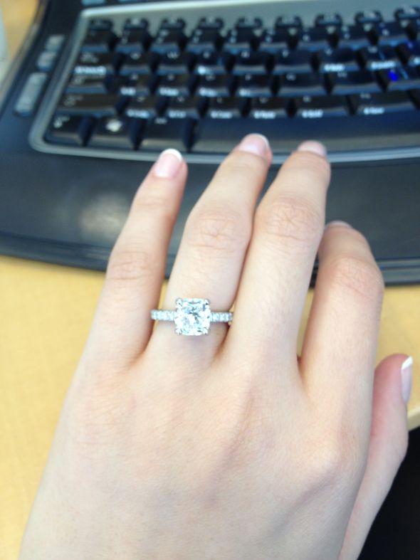 My 2+ carat cushion cut engagement ring Weddingbee Photo Gallery