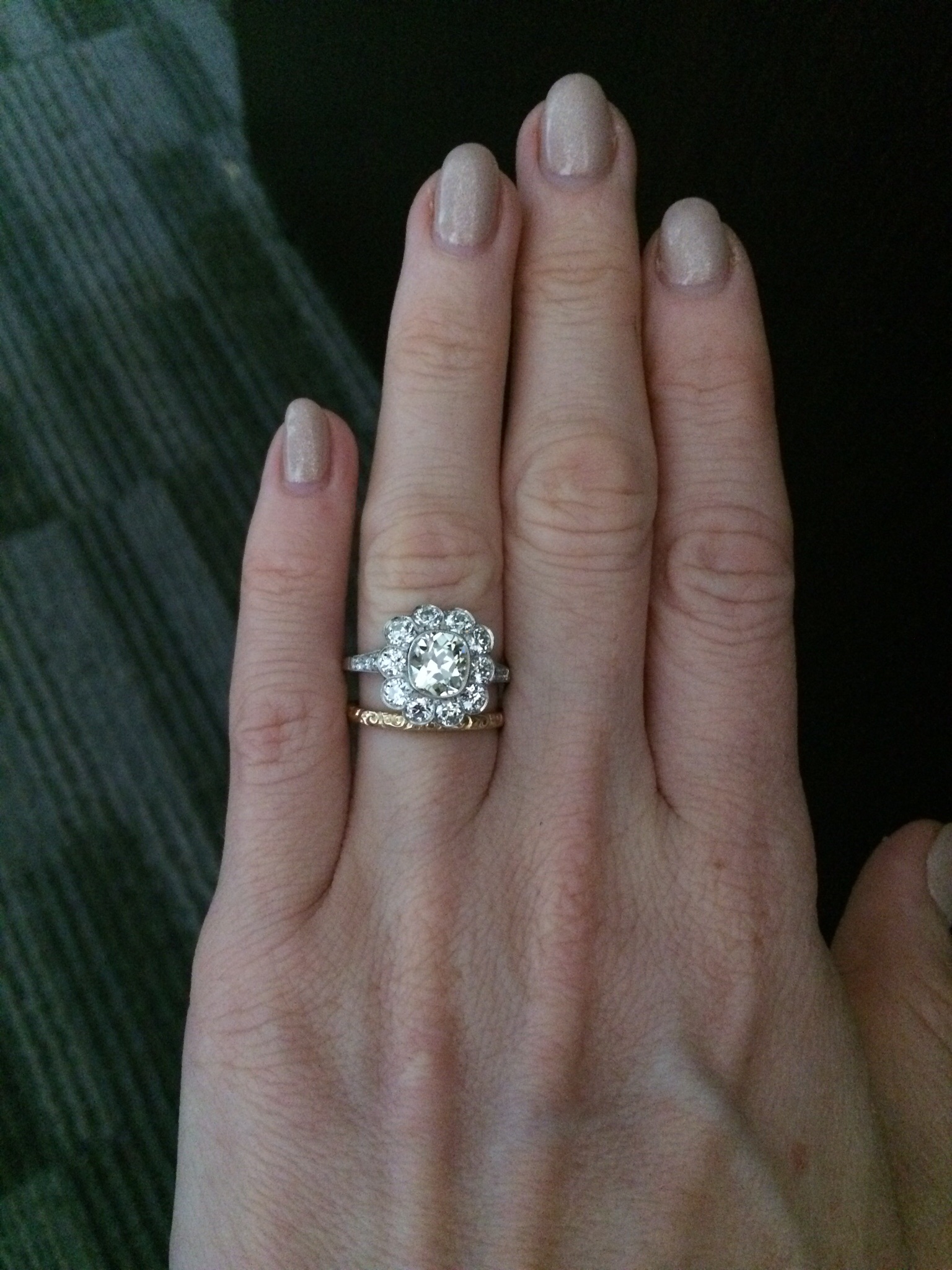 Yellow gold band with white gold engagement ring?