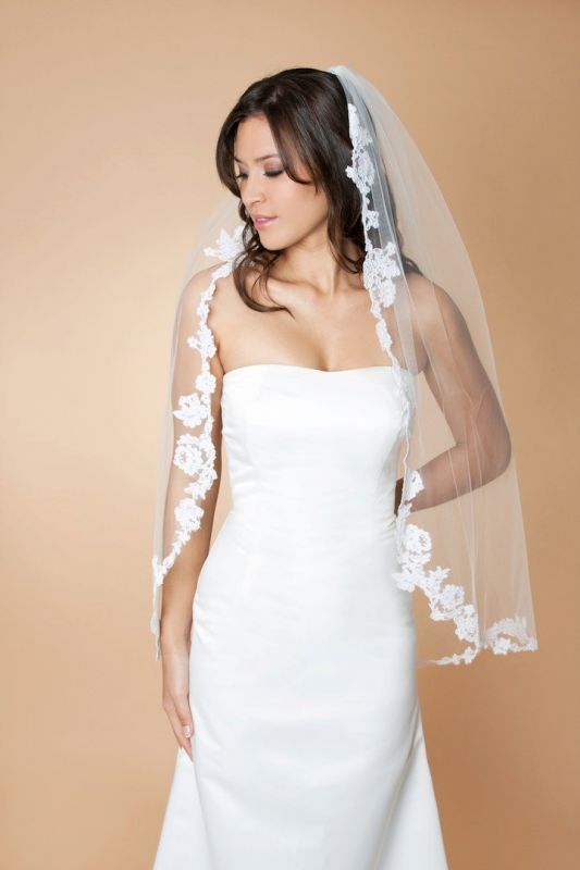 Floral Lace Applique Veil Does this type of veil go with my dress??