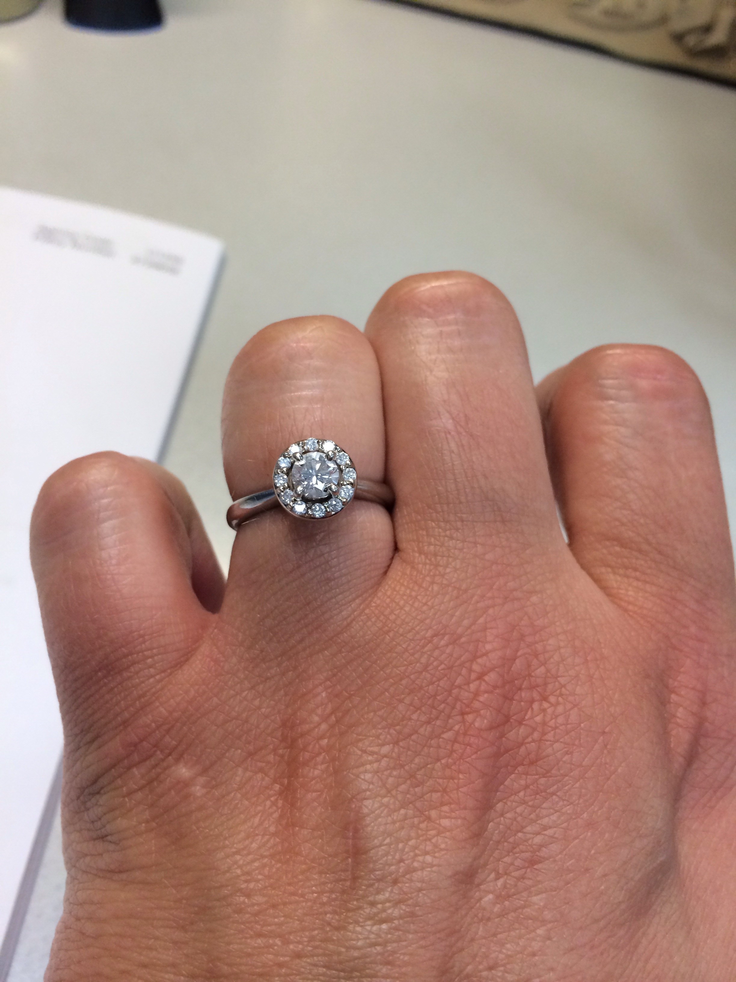 Halo Engagement Ring, Finger Size 68, With Petite Center Diamond?