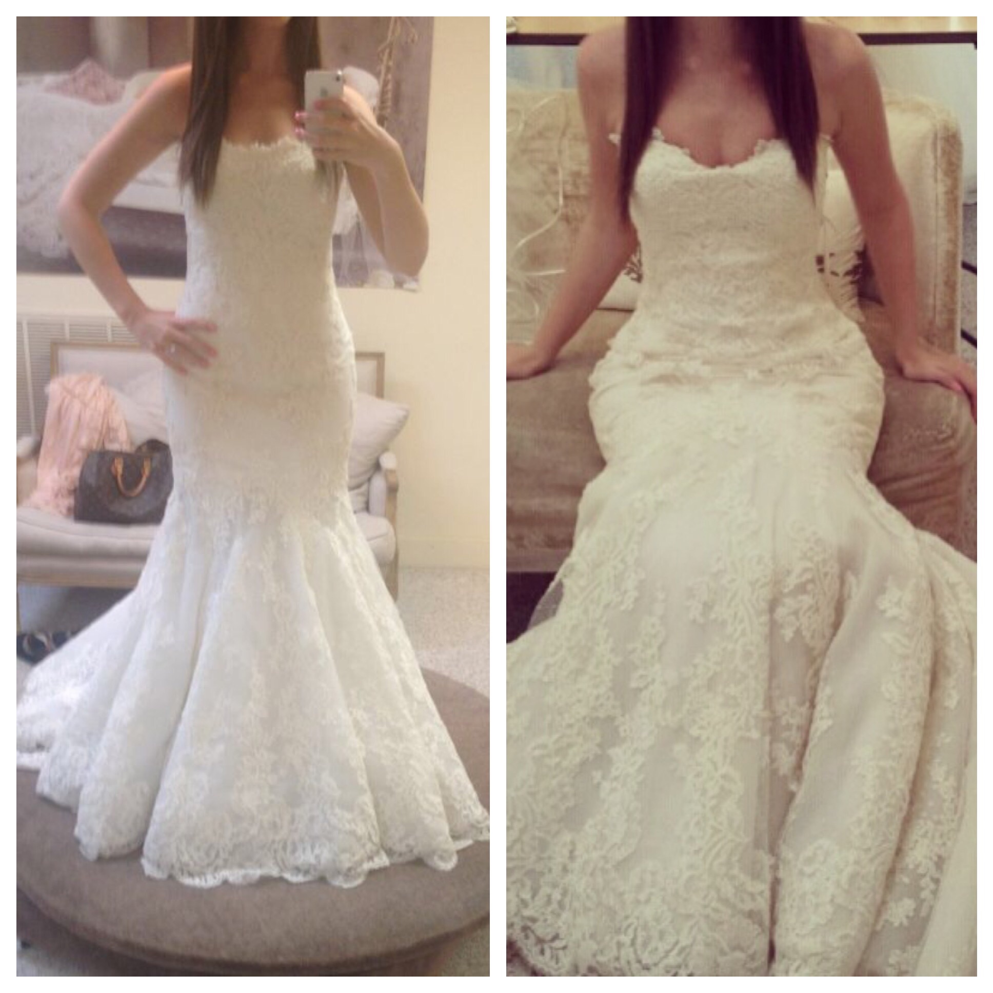 Pear Shaped Mermaid Wedding Dress / Deep V Neck Scoop Sleeves Backless