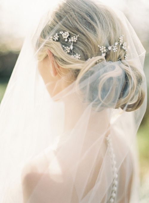 Show me updos that look good with veils (incl. a blusher!)