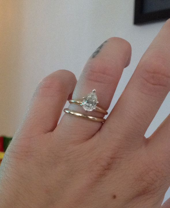 Plain Pear Solitaire needing advice for Wedding Band