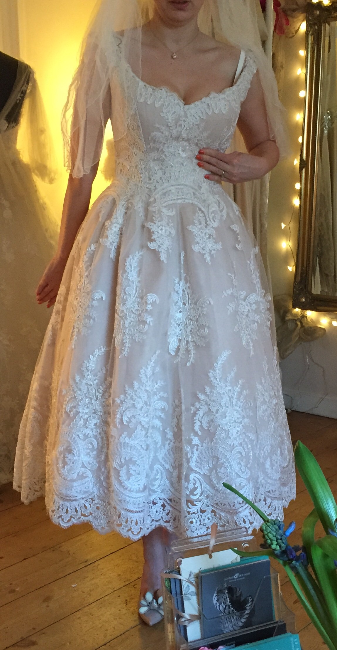 Blush Tea Length wedding dress 3rd fitting went better