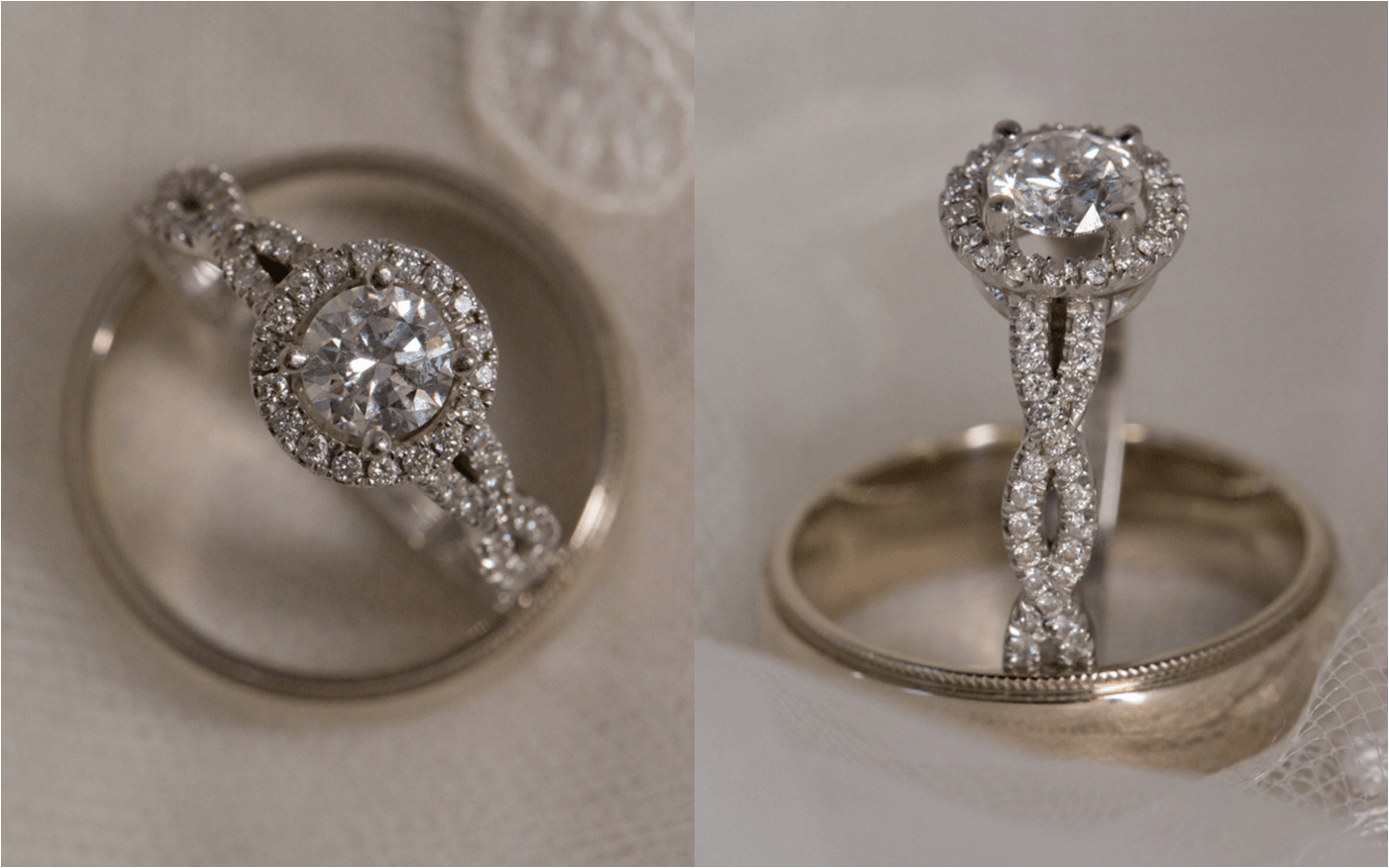 Round Halo Engagement Ring with Infinity Band Weddingbee Photo Gallery