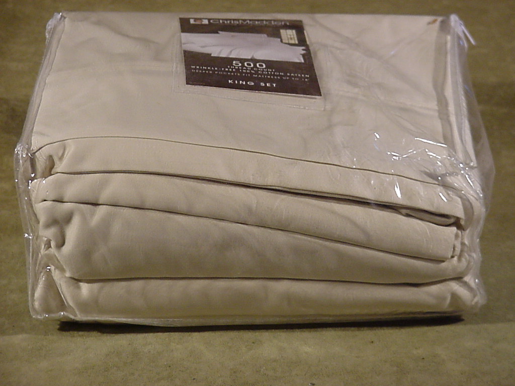 CHRIS MADDEN IVORY color KING SET 500 THREAD COUNT 100 COTTON SATEEN
