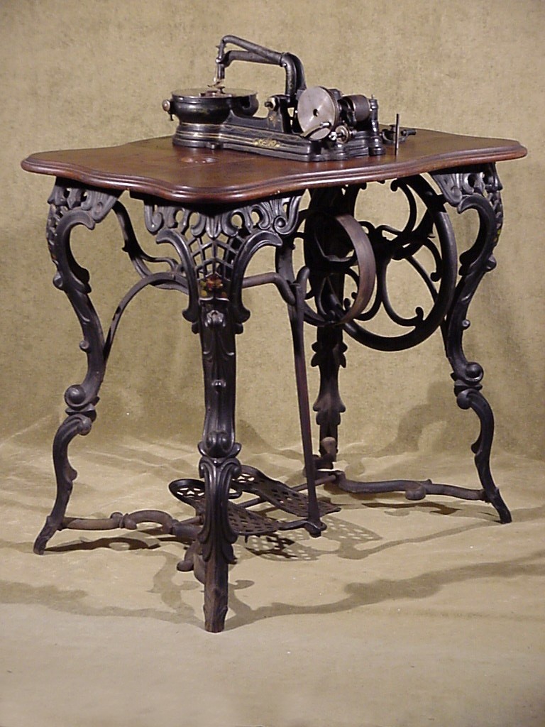 Antique fancy leg cast iron flat belt 1860's Florence Treadle Sewing