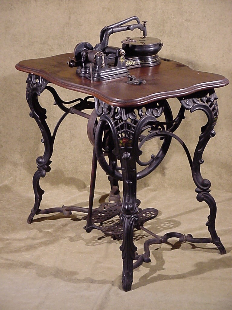 Antique fancy leg cast iron flat belt 1860's Florence Treadle Sewing