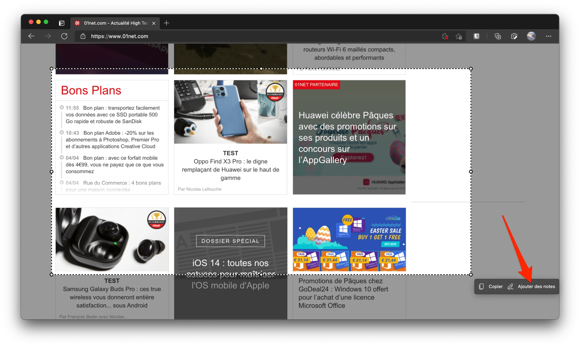 Microsoft Edge comment faire une capture d’écran d’un site en pleine
