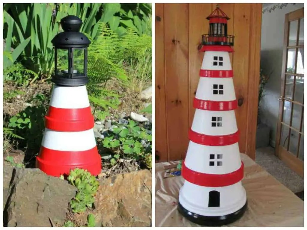 DIY Cute Clay Pot Lighthouses • Garden Decor • 1001 Gardens