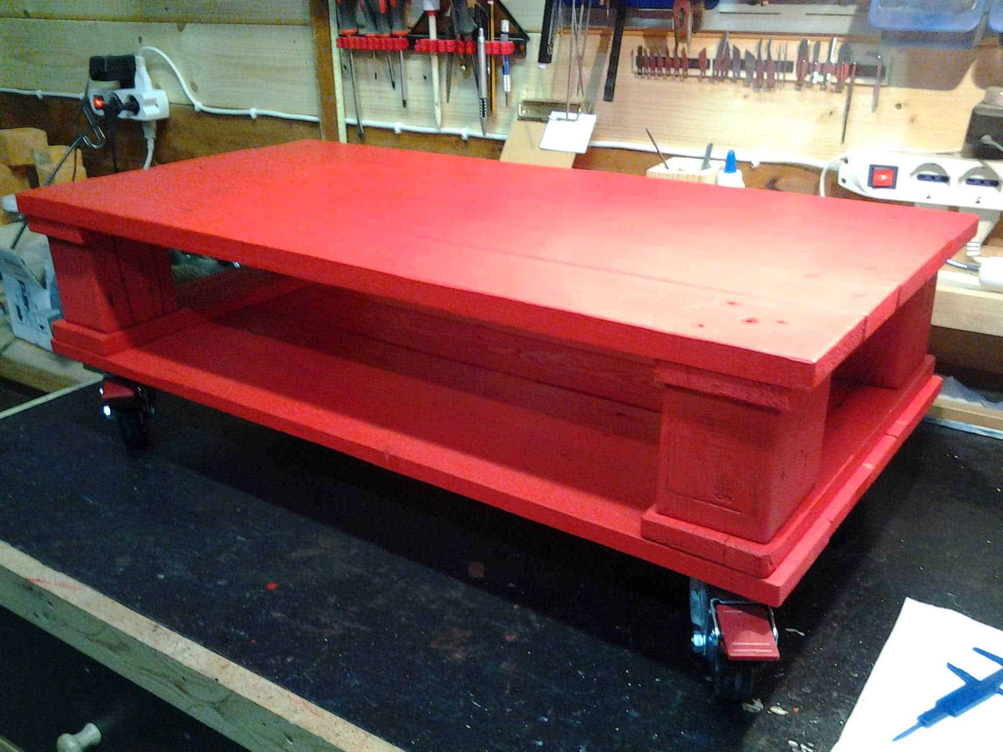 Red Pallet Coffee Table • 1001 Pallets
