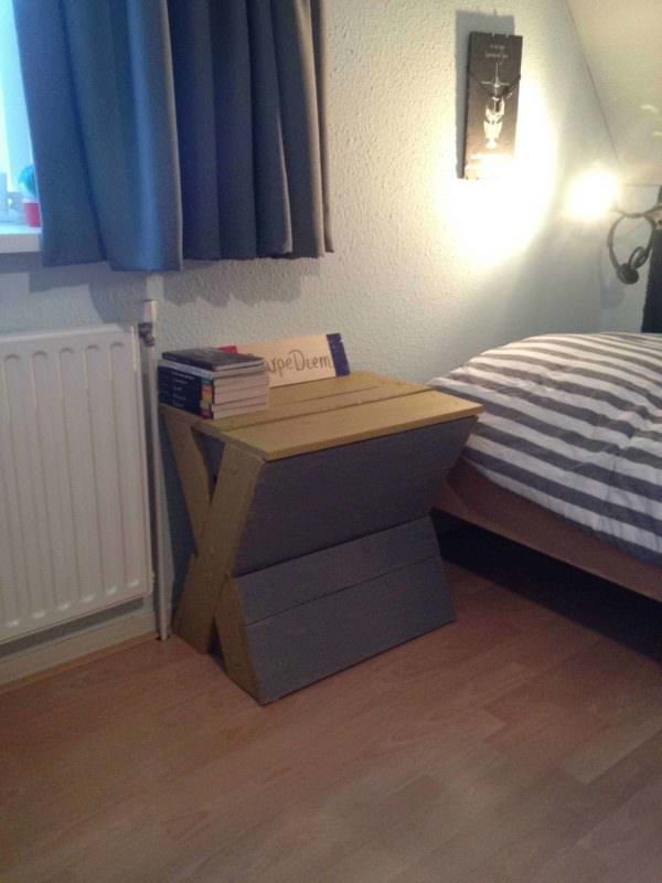 Xshape Bedside Table from Some Pallet Parts • 1001 Pallets