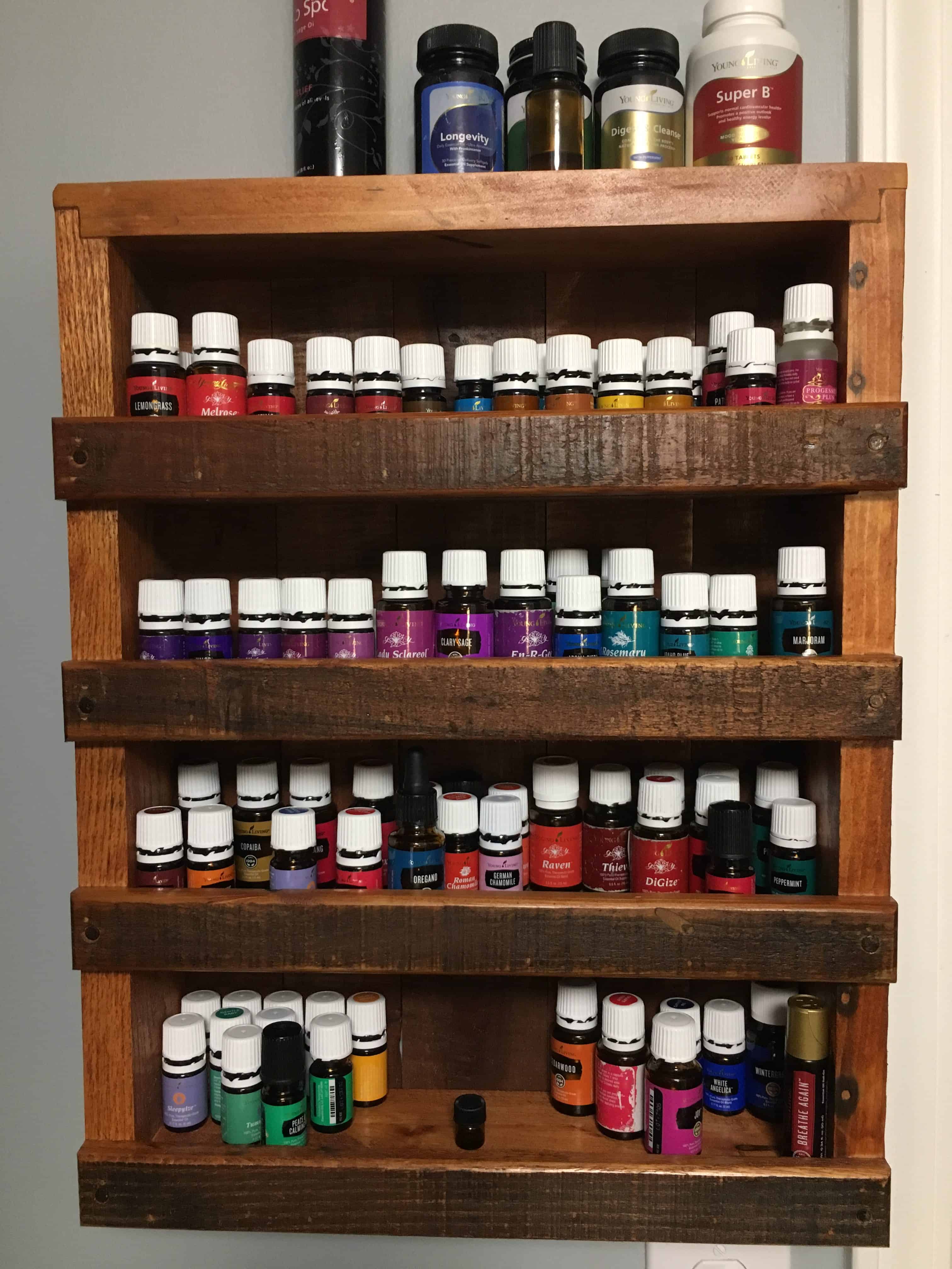 Small Pallet Shelf Displays Essential Oils • 1001 Pallets