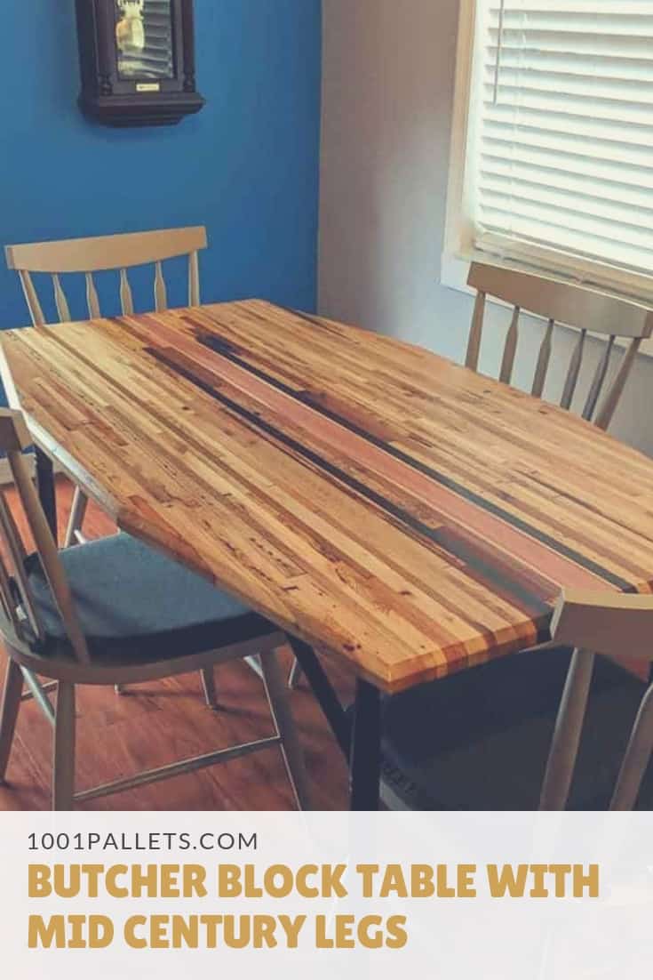 Butcher Block Table with Mid Century Legs • 1001 Pallets