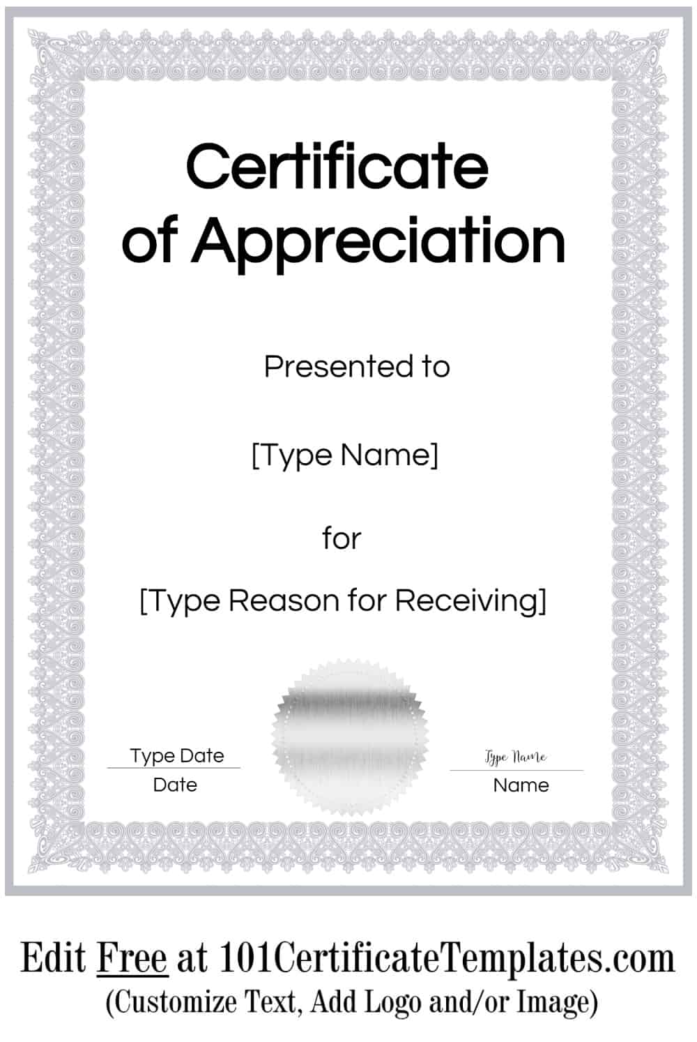 FREE Printable Certificate of Appreciation Template Customize Online