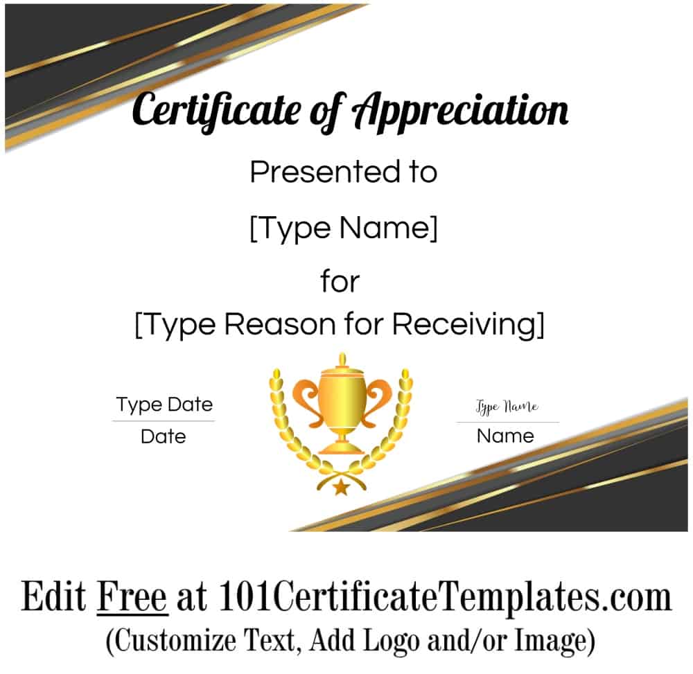 FREE Printable Certificate of Appreciation Template Customize Online