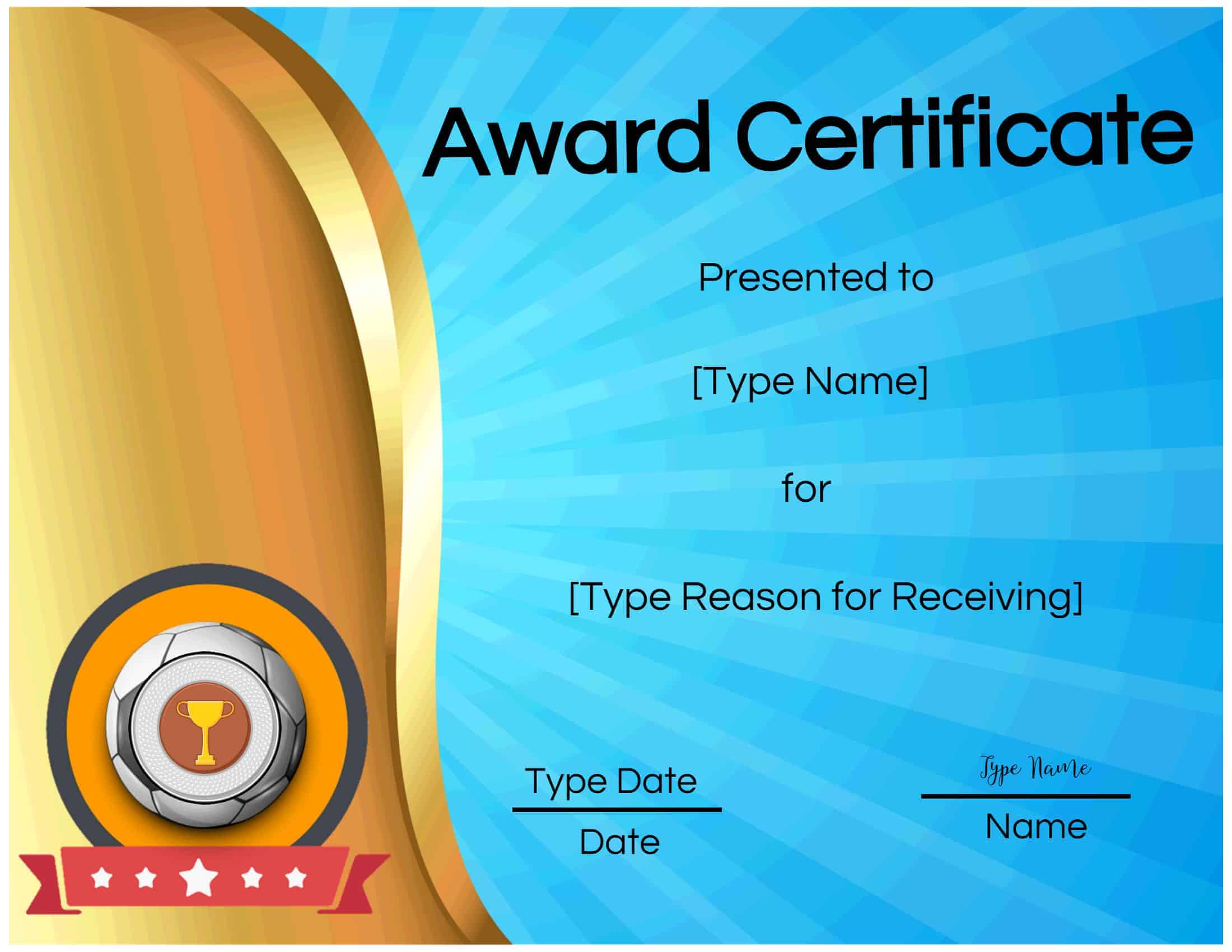 Free Soccer Certificate Maker Edit Online and Print at Home