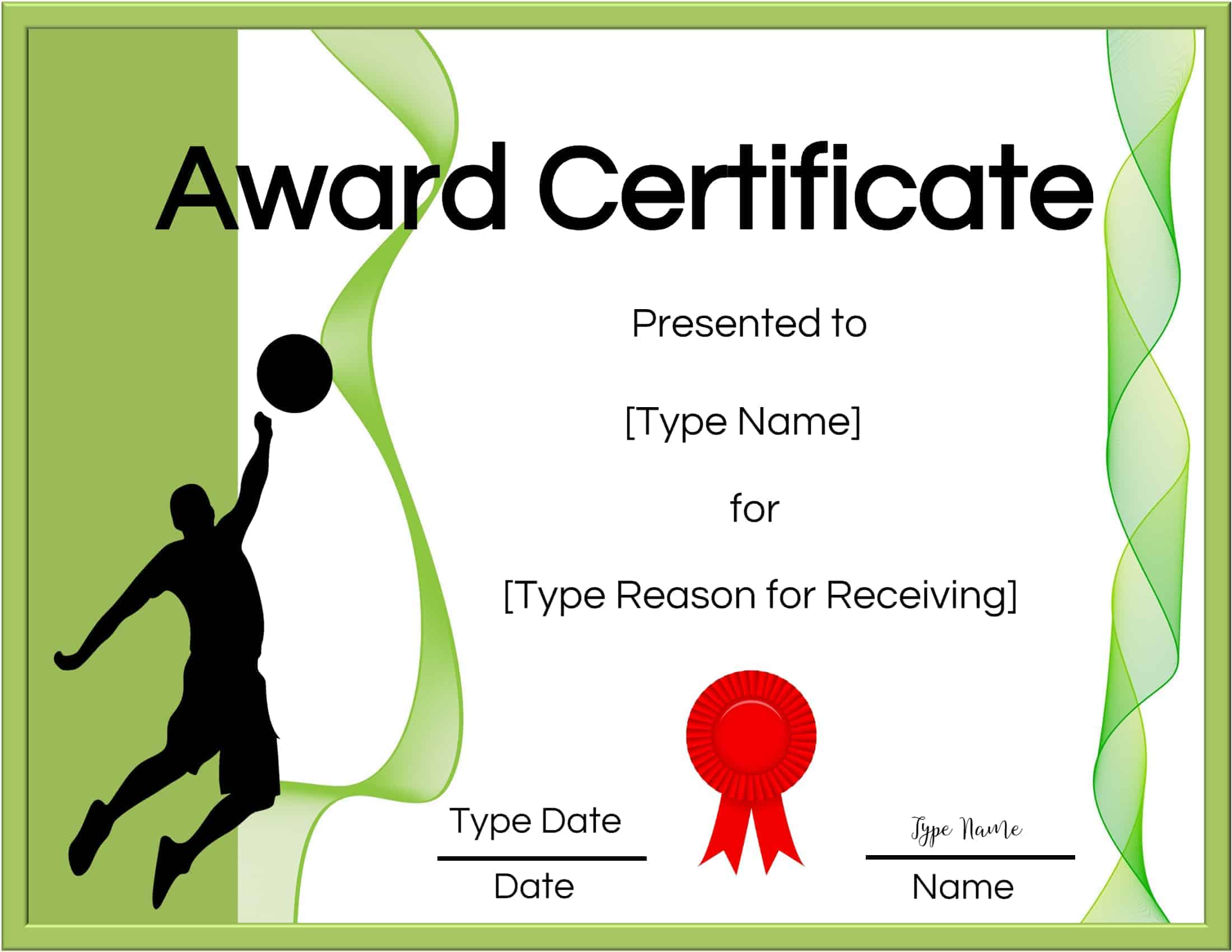 Free Volleyball Certificate Edit Online and Print at Home