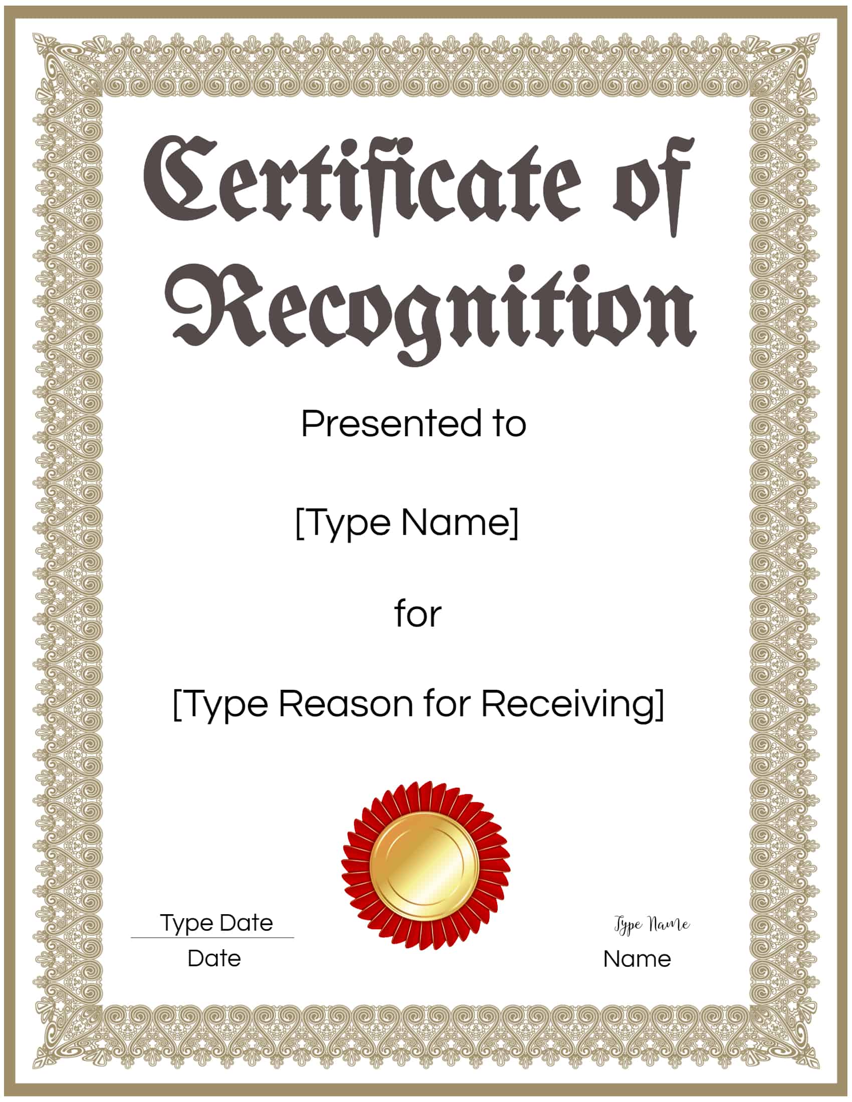 FREE Certificate of Recognition Template Customize Online FREE Certificate of Recognition Template Customize Online