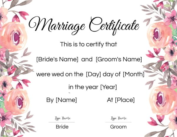 FREE Printable and Editable Fake Marriage Certificate