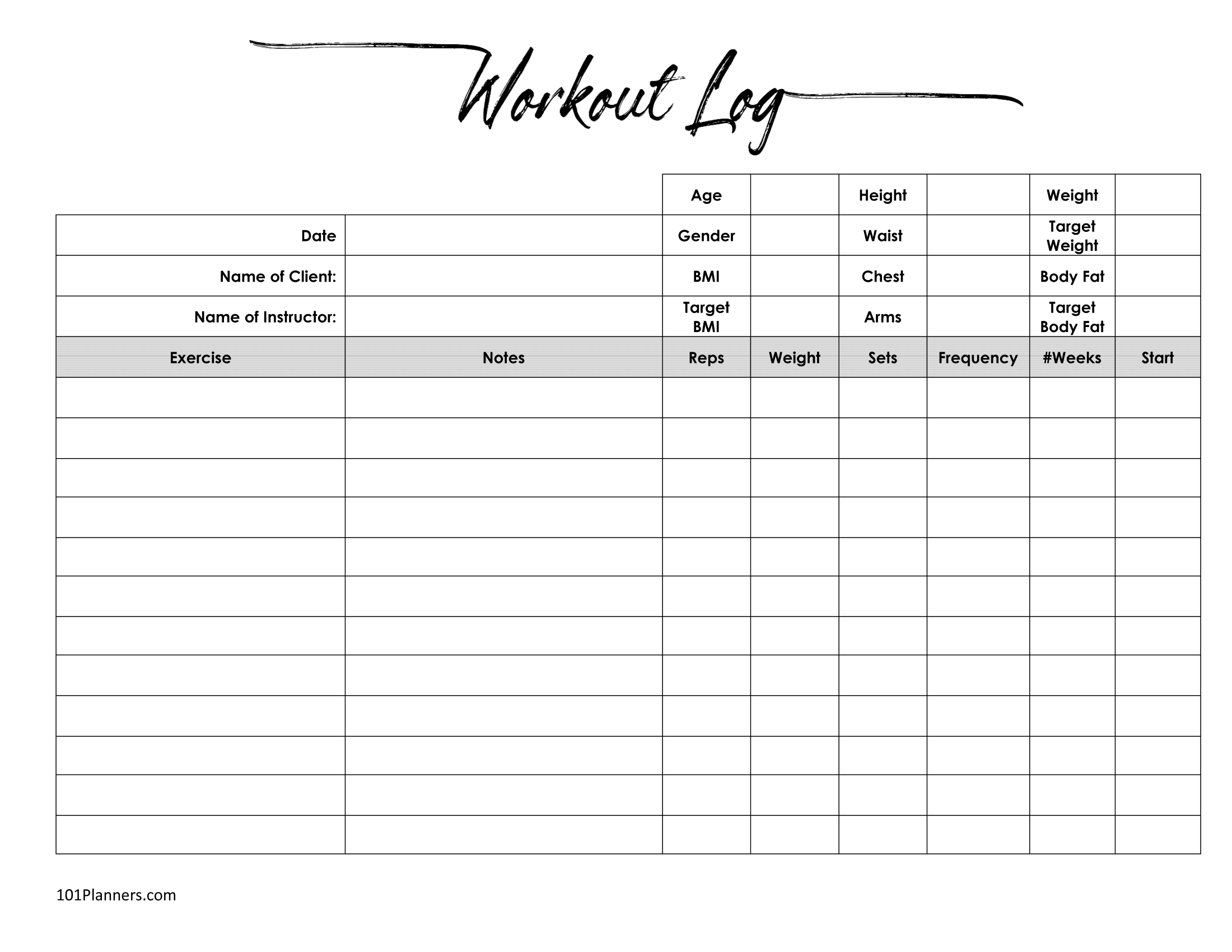 Workout Schedule Template Excel