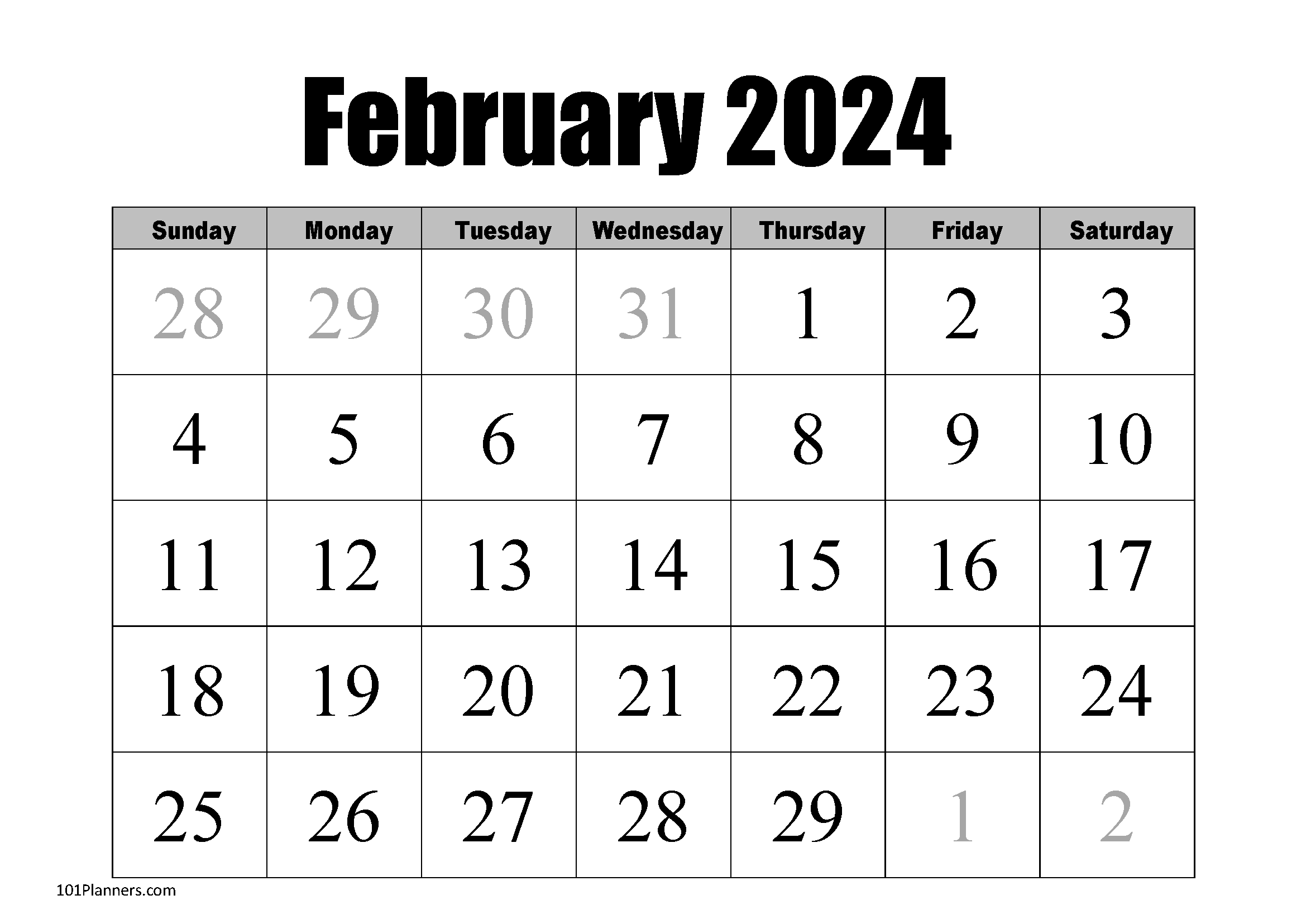 2025 January Calendar Big Numbers Copy And Print Alla Lucita
