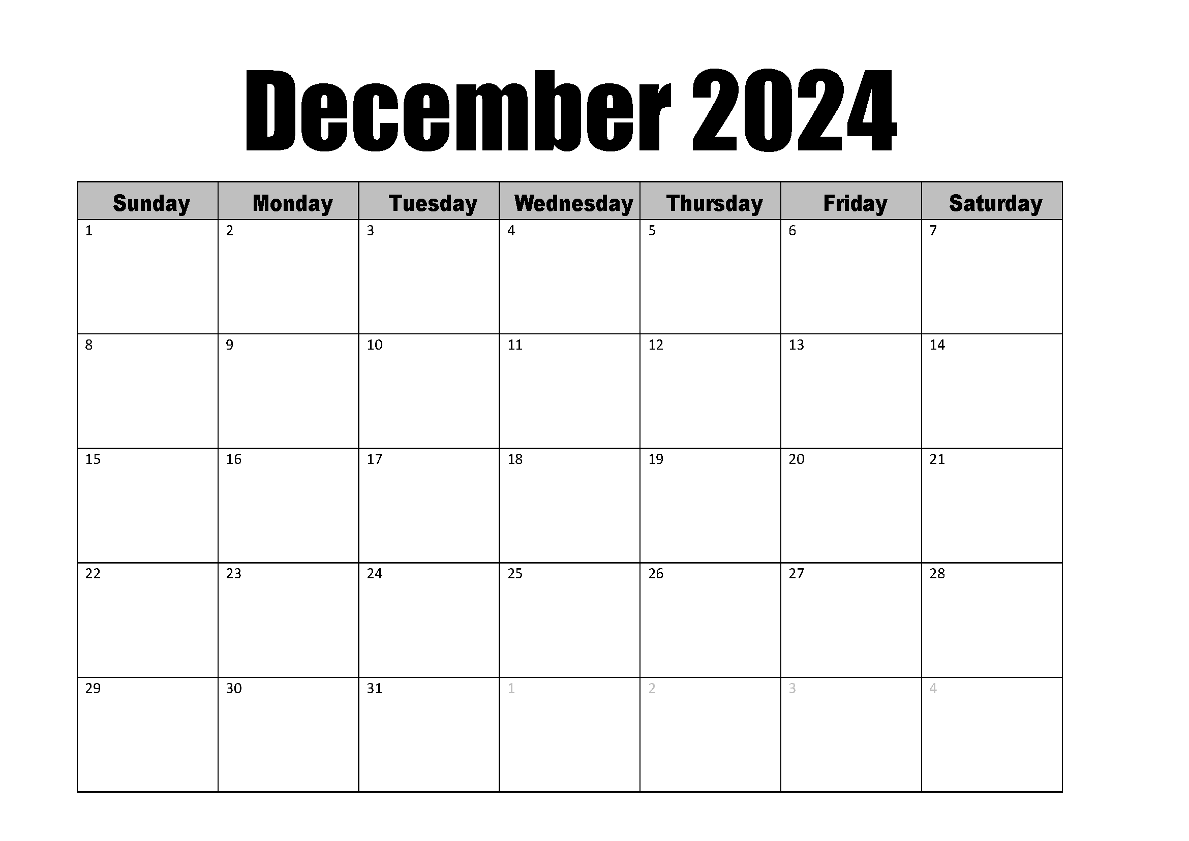 December 2024 Calendar Instant download December 2024 Calendar Instant download