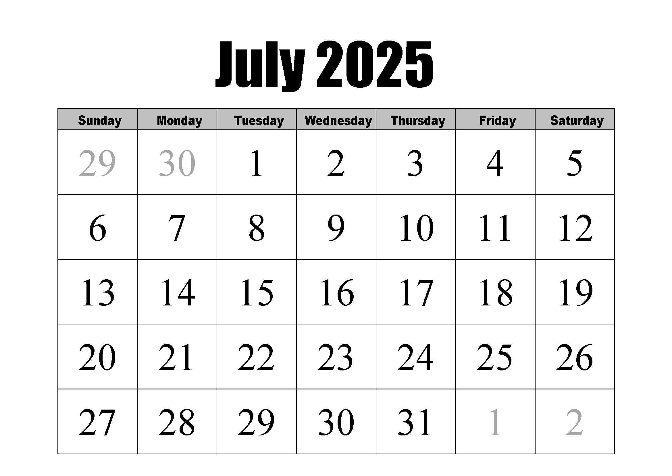 Free Printable July 2025 Calendar Customize Online Free Printable July 2025 Calendar Customize Online