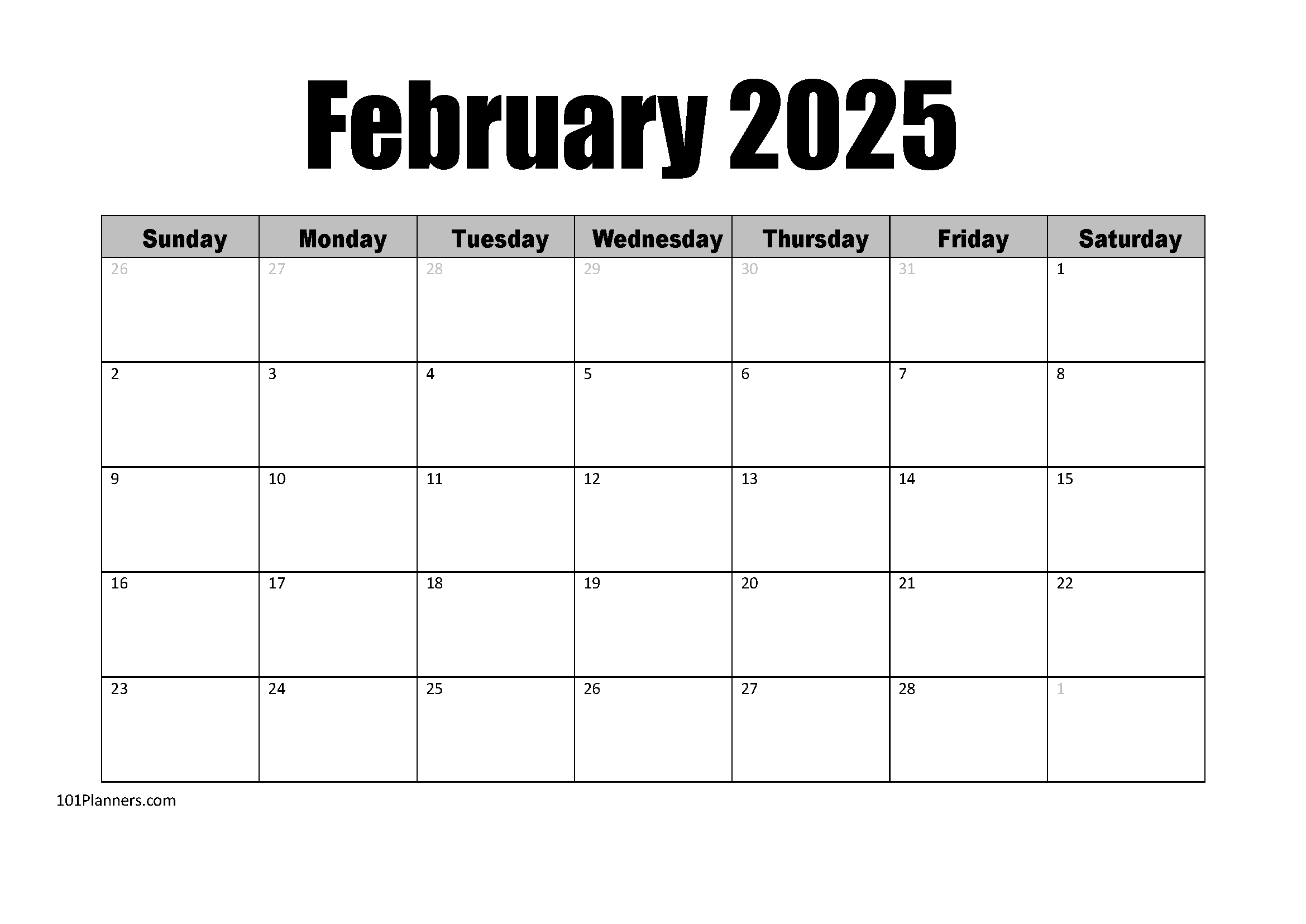 February 2025 Calendar Instant Download 101 Designs