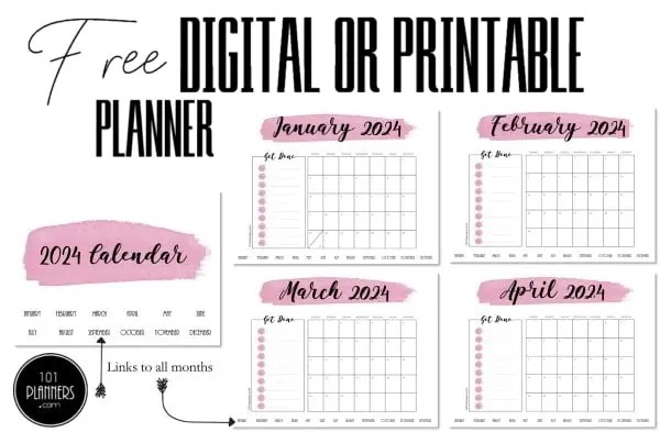 FREE Printable Monthly Calendar Template Instant Download FREE Printable Monthly Calendar Template Instant Download