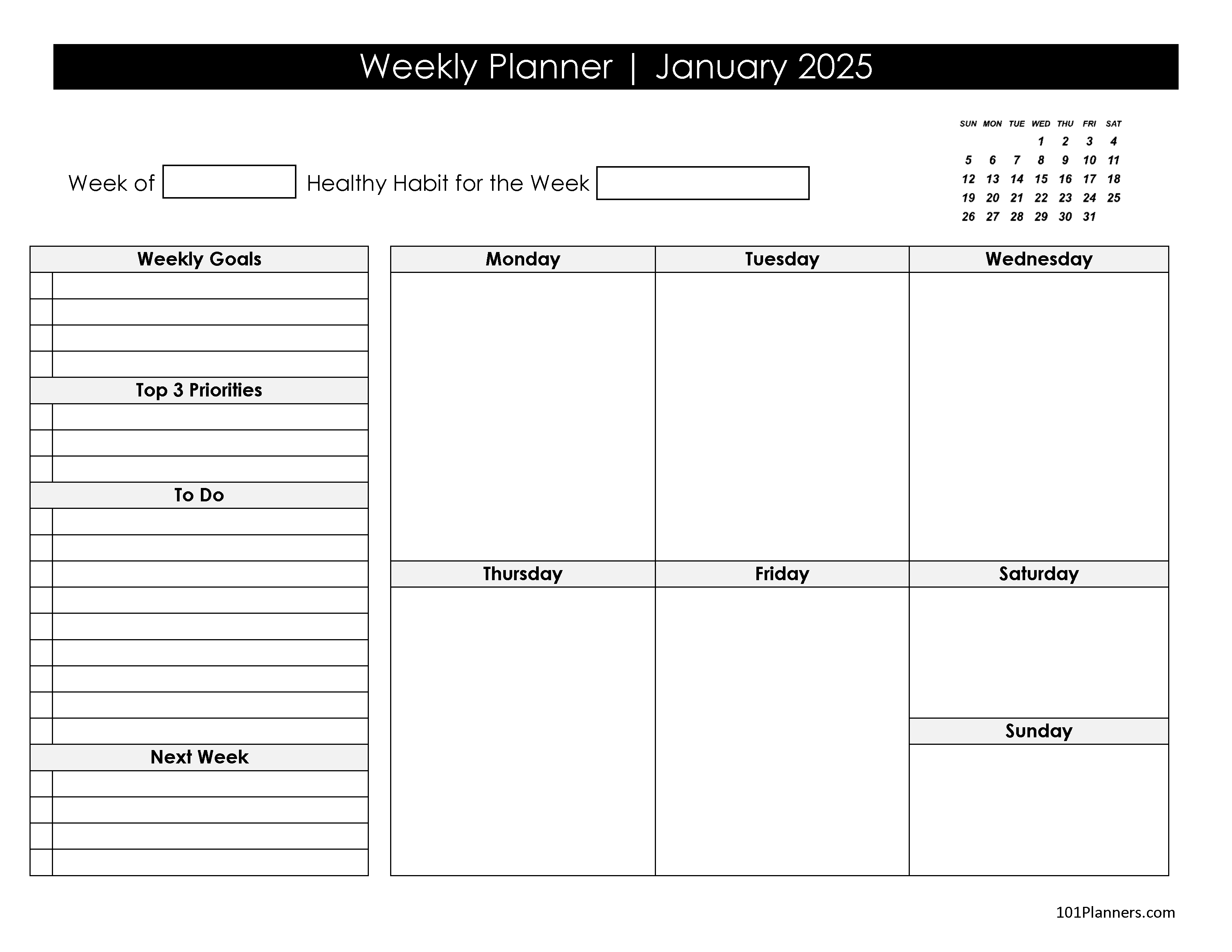 Free Printable January 2025 Calendar Customize Online Free Printable January 2025 Calendar Customize Online