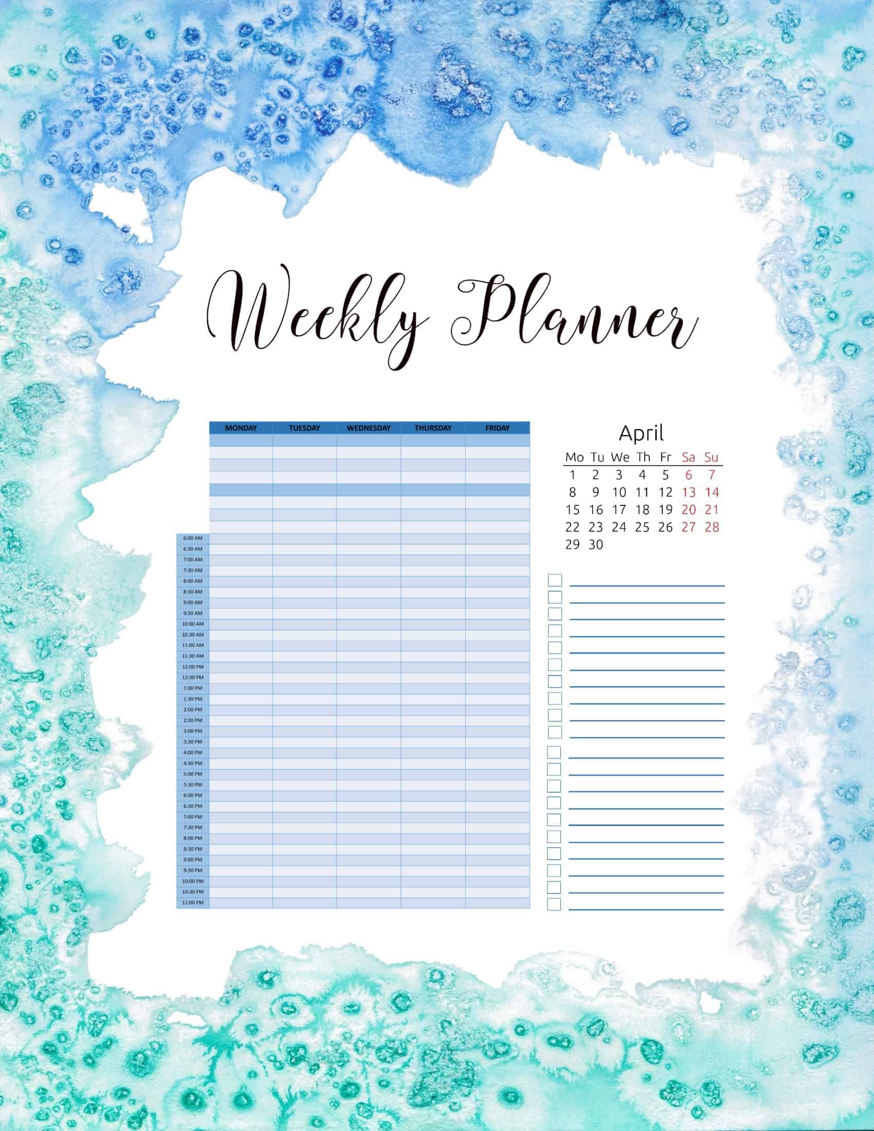 FREE Printable Hourly Planner Daily, Weekly or Monthly
