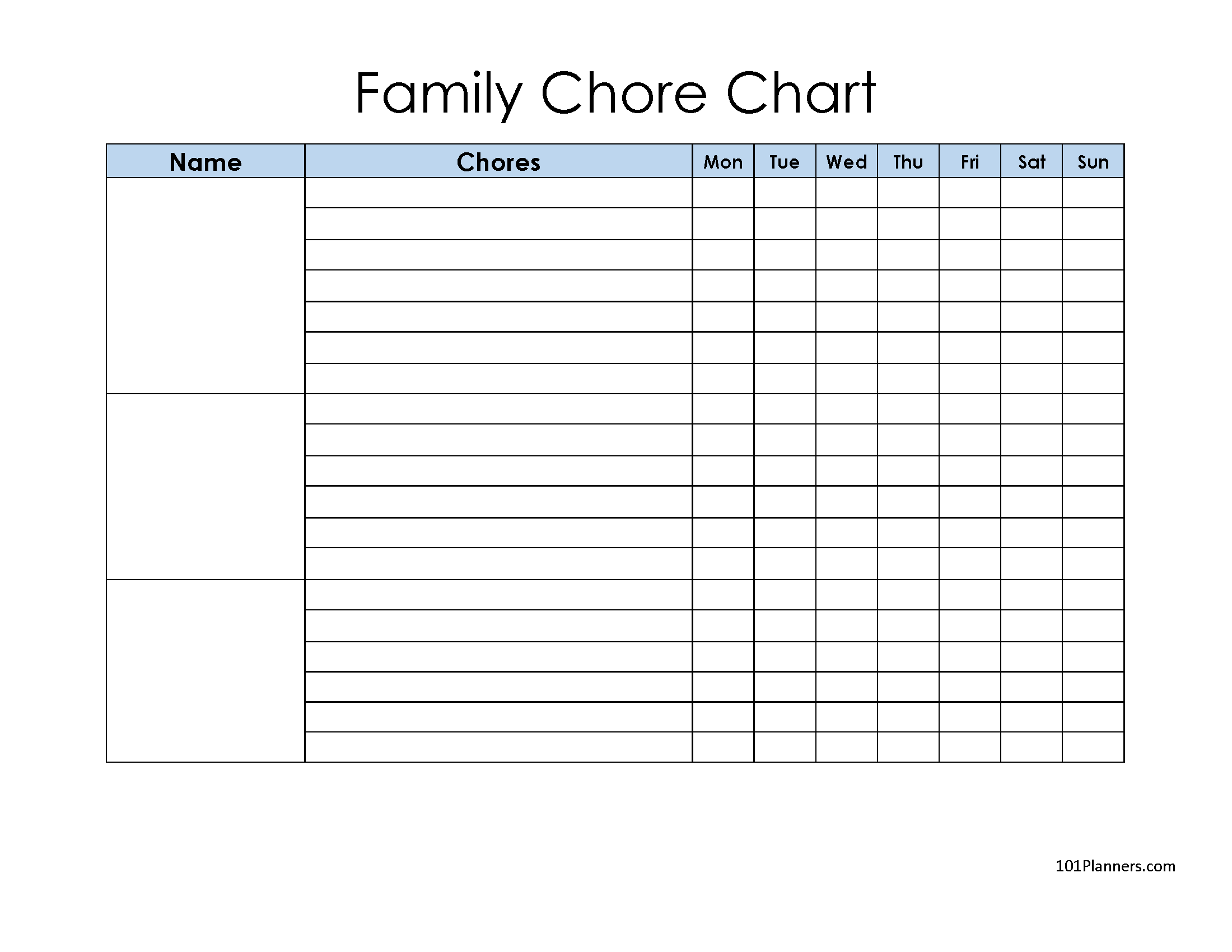 Chore Chart For Adults Templates