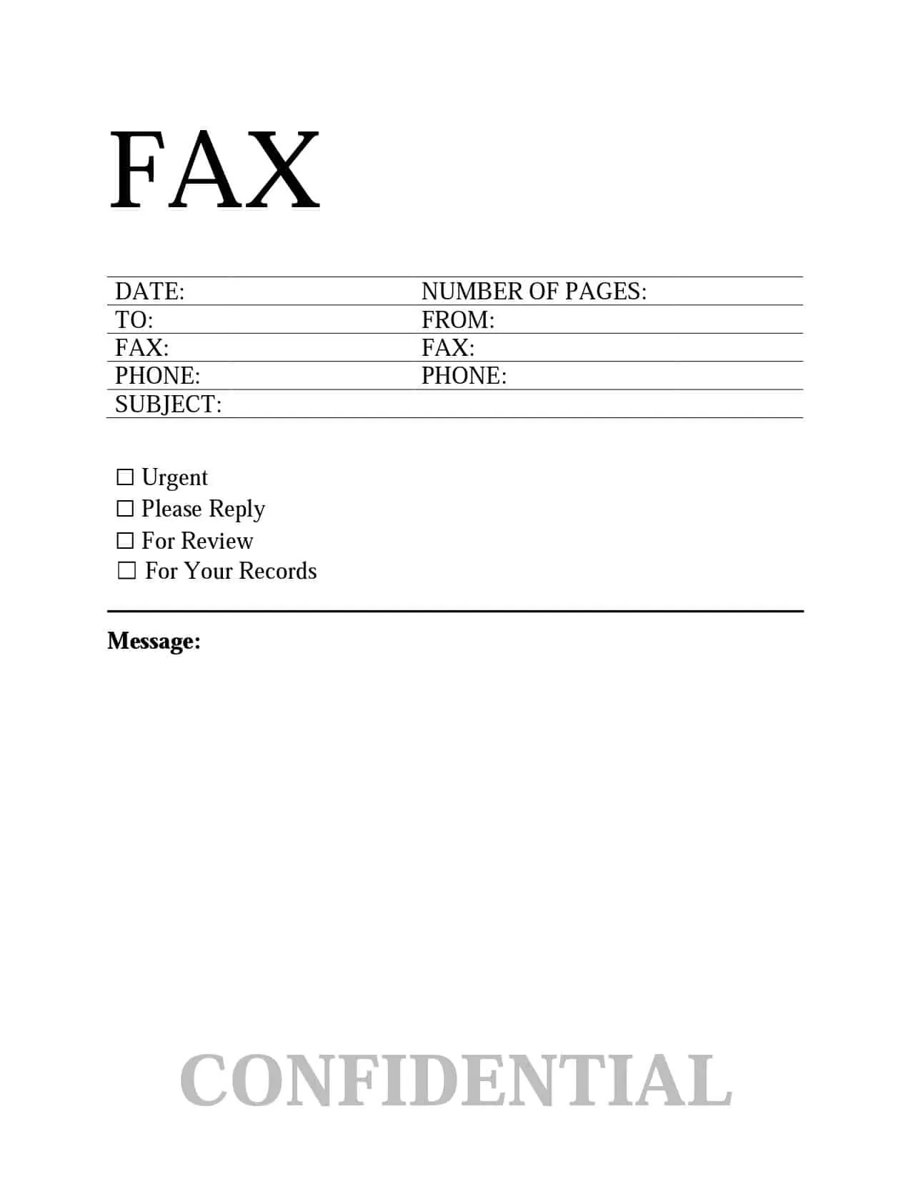 Printable Fax Cover Sheet