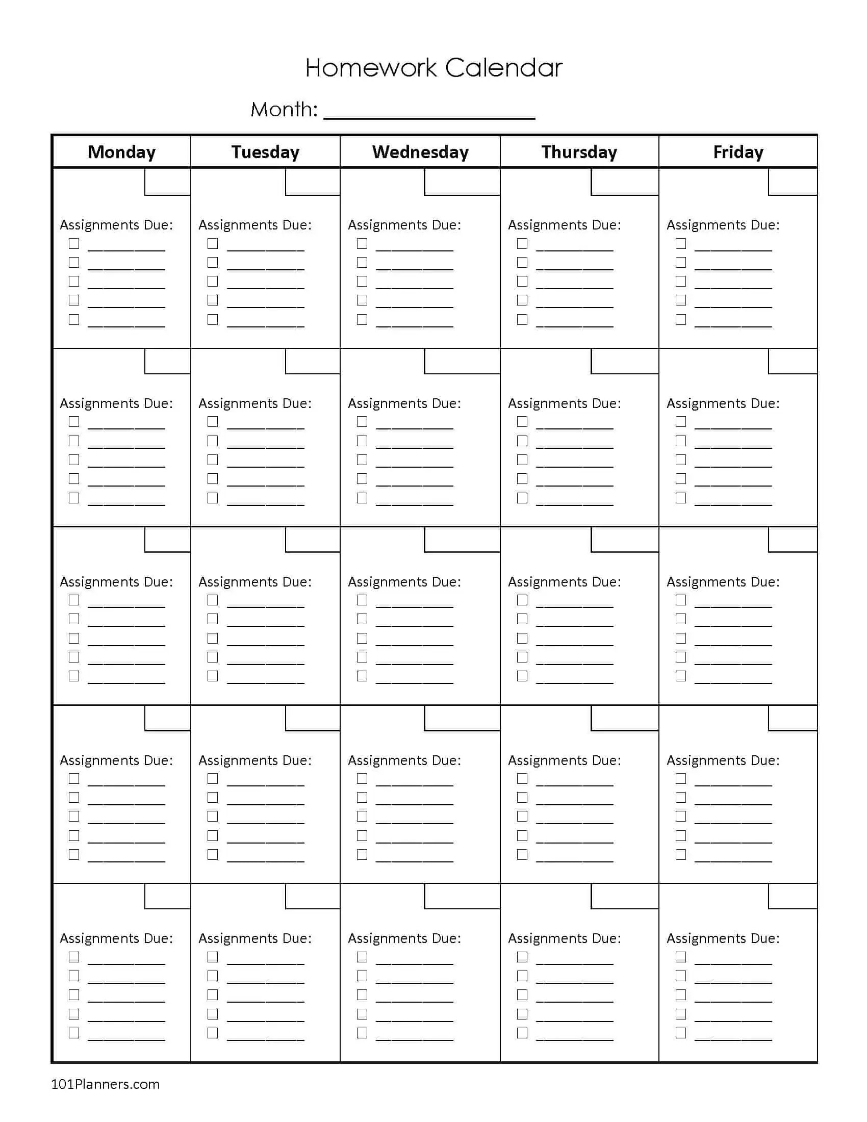 FREE Printable Homework Planner Template PDF, Word, Excel or Jpg