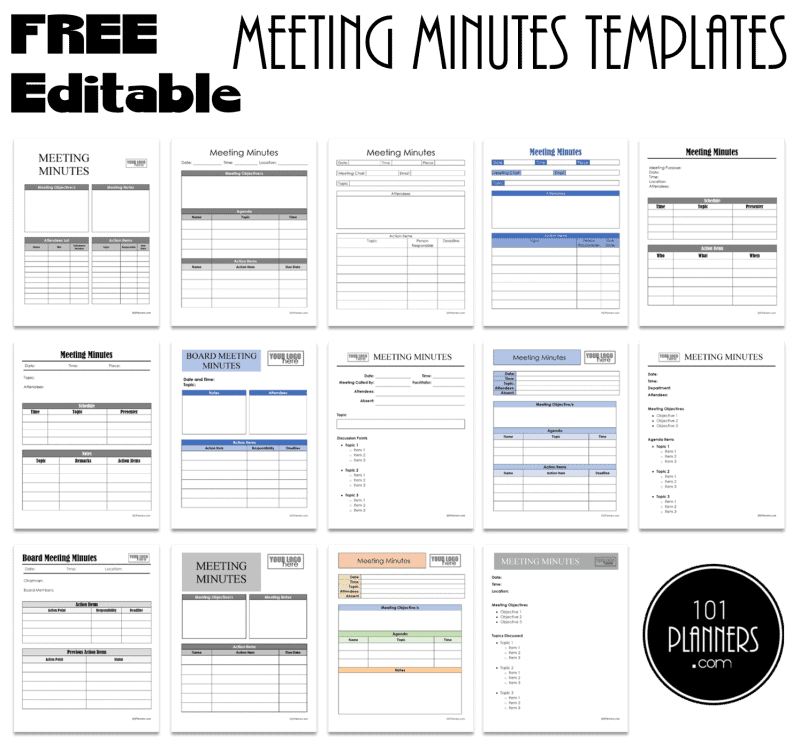 FREE Meeting Minutes Templates Word, PDF, Excel, Google Docs
