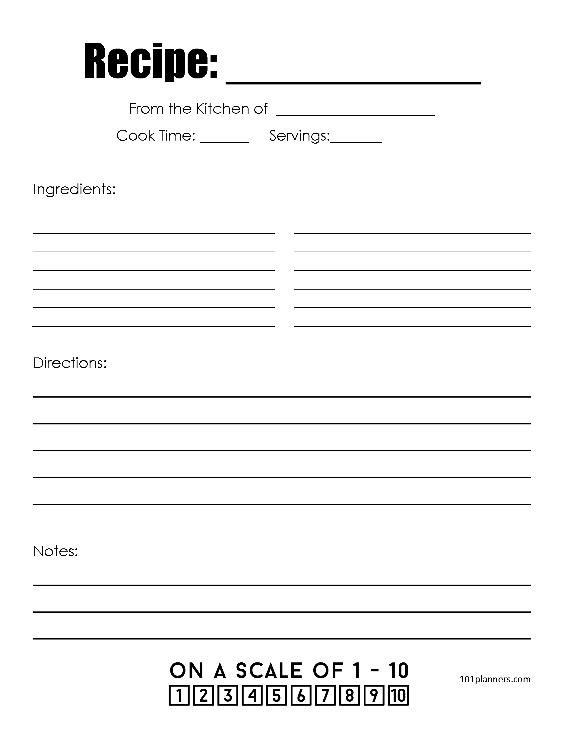 Blank Table Of Contents Template