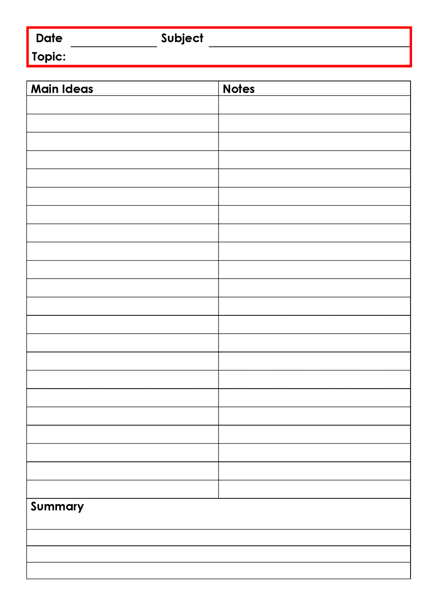 FREE Cornell Notes Template Word, PDF & Google Docs