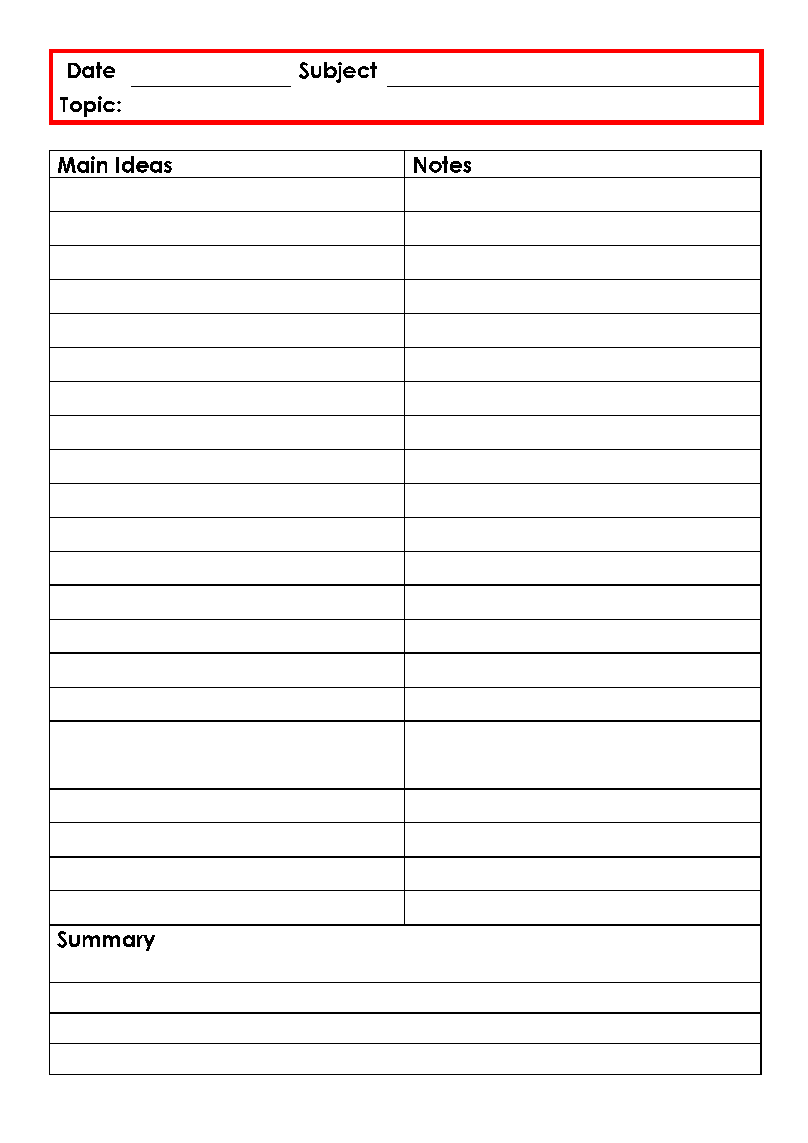 FREE Cornell Notes Template Word, PDF & Google Docs