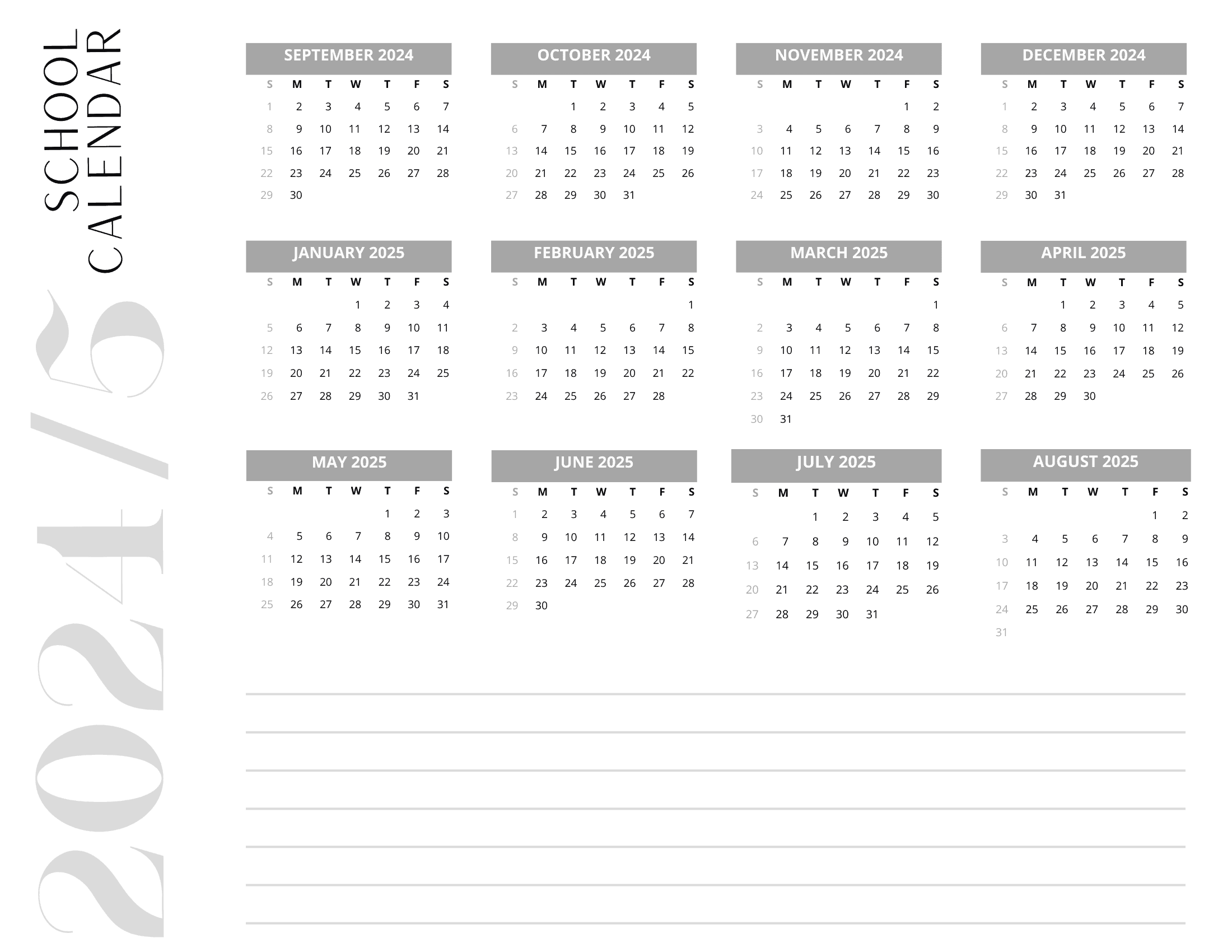 School Calendar Template FREE Online Designer