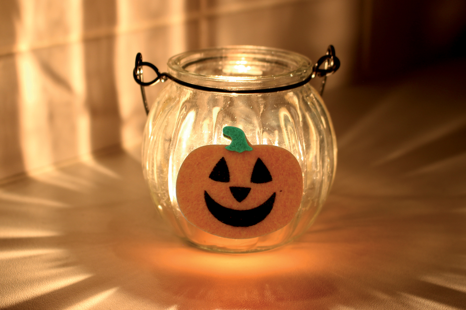 Photophore citrouille en verre Halloween 10 Doigts