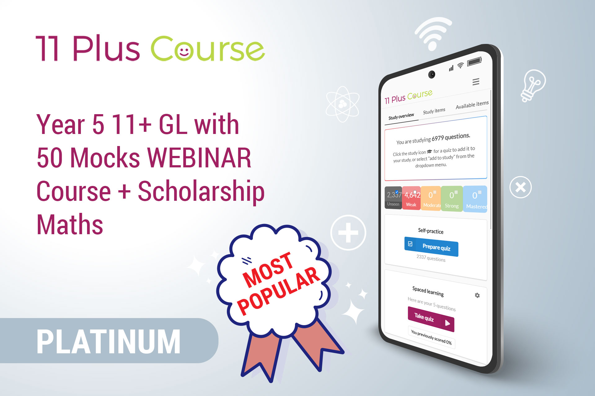 Year 5 11+ GL with 50 Mocks WEBINAR Course + Scholarship Maths