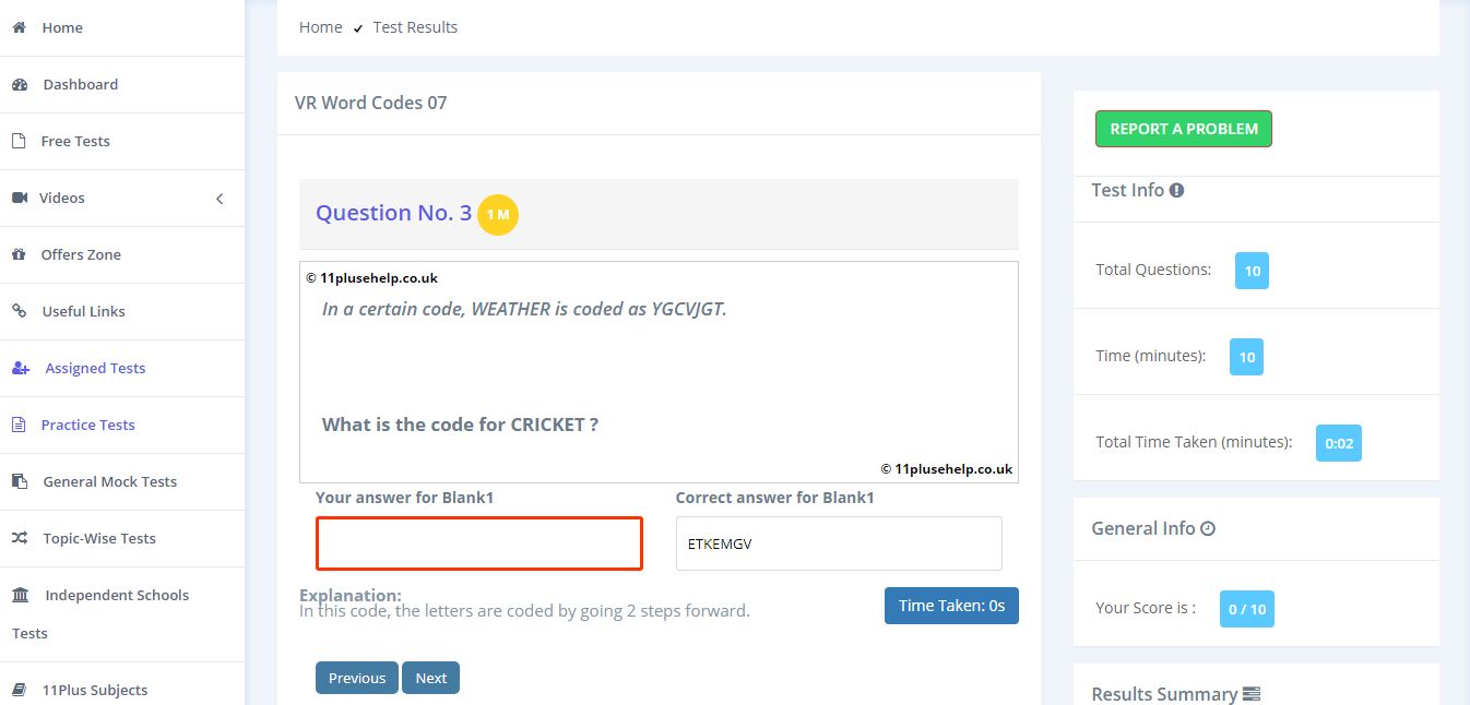 11 Plus Codes 11Plus e Help 11PluseHelp.co.uk