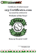 Free Printable Baseball Certificate templates, Baseball Awards
