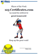 Free Printable Softball Certificates and Softball Awards