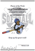 Free Printable Softball Certificates and Softball Awards