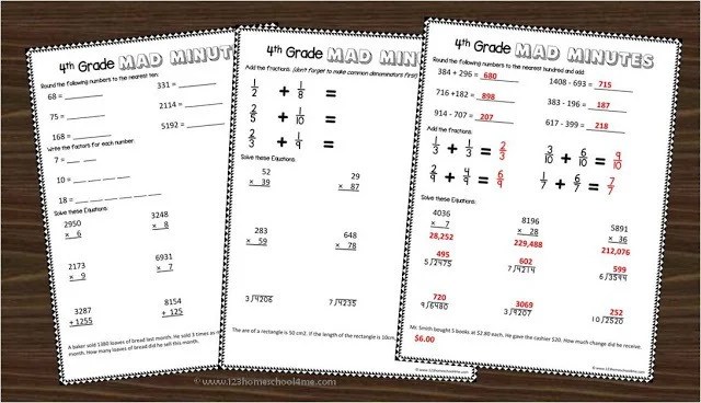 Printable 4th Grade Math Worksheets 123 Homeschool 4 Me