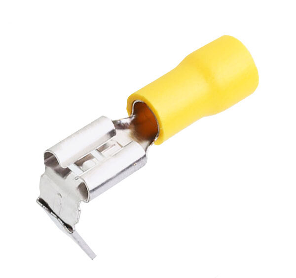 Yellow 2Way Spade Terminal 6.3mm Piggyback 10 Pack